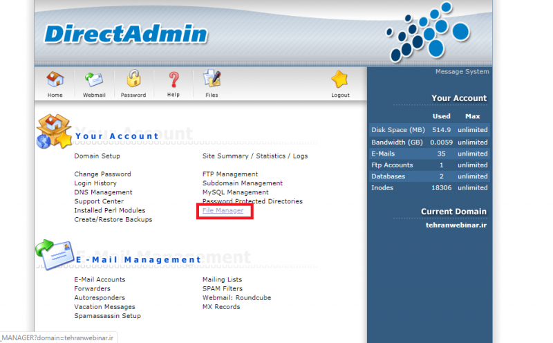 نصب وردپرس روی دایرکت ادمین