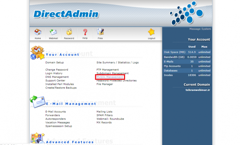 نصب وردپرس روی دایرکت ادمین