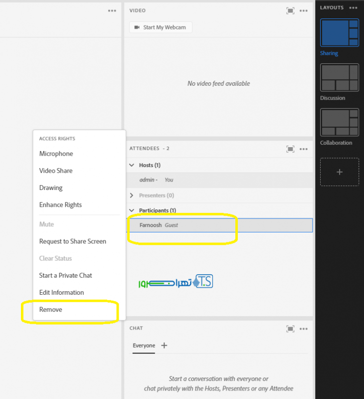  ( remove ) ریموو کردن افراد در AdobeConnect 10.8