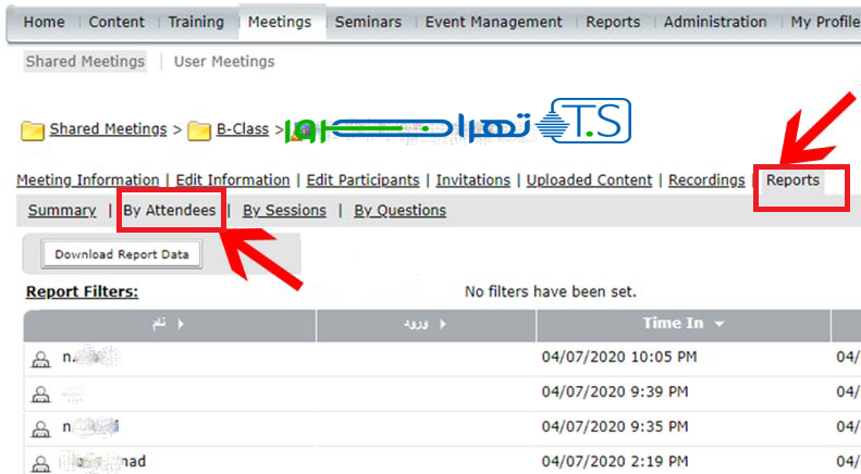 لیست حضور غیاب در ادوب کانکت