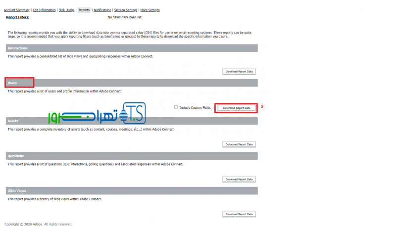 گزارشگیری در سرویس های اختصاصی ادوب کانکت