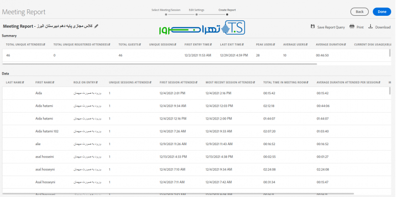 گزارشگیری در سرویس های اختصاصی ادوب کانکت