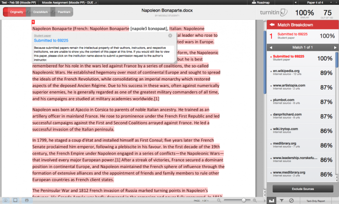 نمایی از Turnitin Plagiarism Checker