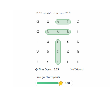 محتوای پیدا کردن بازی گونه کلمات Find the Words