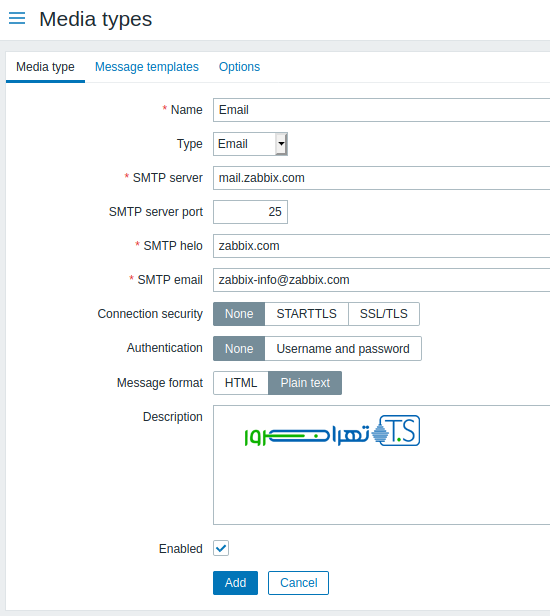 تنظیمات ایمیل اطلاع رسانی پنل مانیتورینگ زبیکس