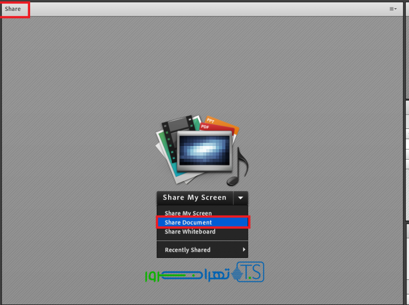اشتراک گذاری از پنل ادوب کانکت توسط ادمین
