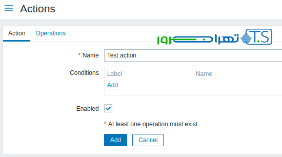 ایجاد یک action جدید در پنل مانیتورینگ زبیکس
