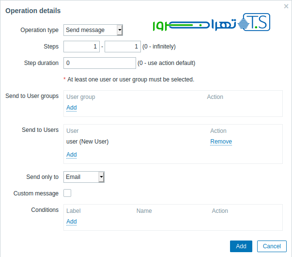 ایجاد یک action جدید در پنل مانیتورینگ زبیکس