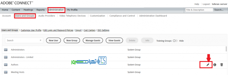 اشتراک گذاری از پنل ادوب کانکت توسط میزبان یا هاست