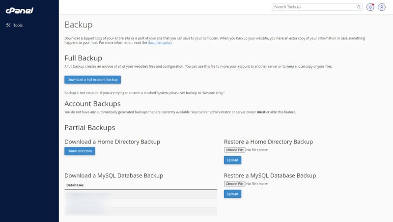 بکاپ گیری در سی پنل 2