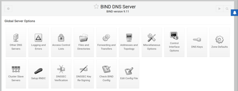 گزینه‌های سرور DNS BIND برای RNDC، ناحیه‌ ها، خوشه‌ب ندی و پیاده‌سازی DNSSEC در دسترس هستند.